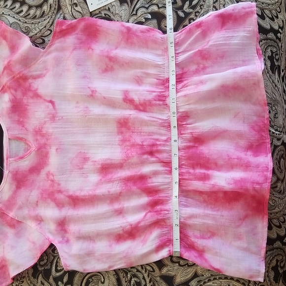 Counterparts Tie Dye Peplum Style Short Sleeve Blouse Top, size M - Picture 9 of 16